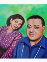 10x12 Inches Custom Acrylic Couple Portrait Painting - Image 6