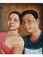 10x12 Inches Custom Acrylic Couple Portrait Painting - Image 2