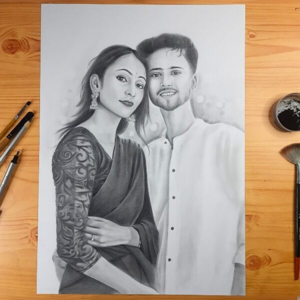 Couple Pencil Sketch Portrait