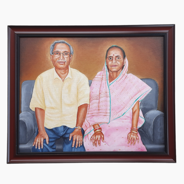 16x20 Inches Custom Acrylic Couple Portrait on Canvas