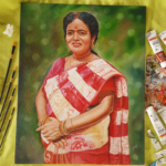 24x30 Inches Custom Acrylic Single Portrait on Canvas