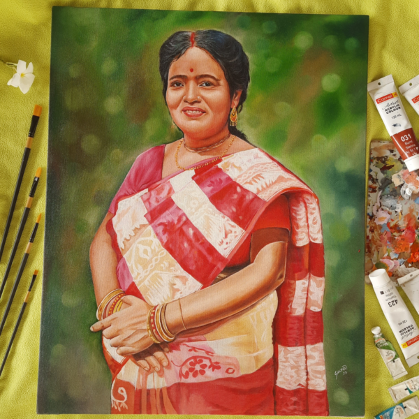 24x30 Inches Custom Acrylic Single Portrait on Canvas