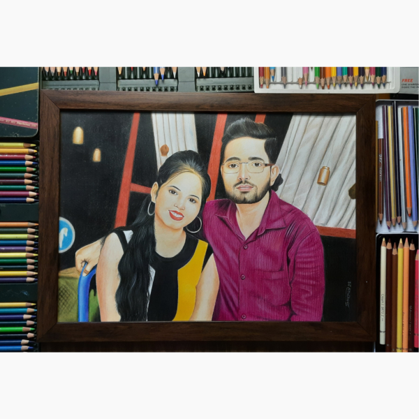 A3 Couple Custom Color Pencil Portrait