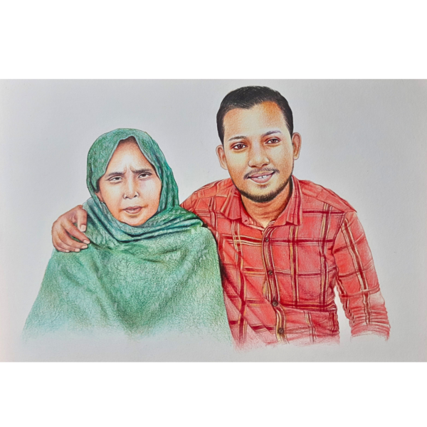 A4 Couple Custom Color Pencil Portrait